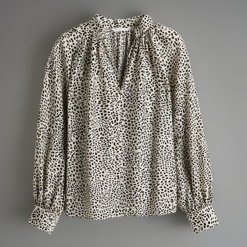 NWT - H & M Oversized Blouse Leopard‎ Print Womens Size Small